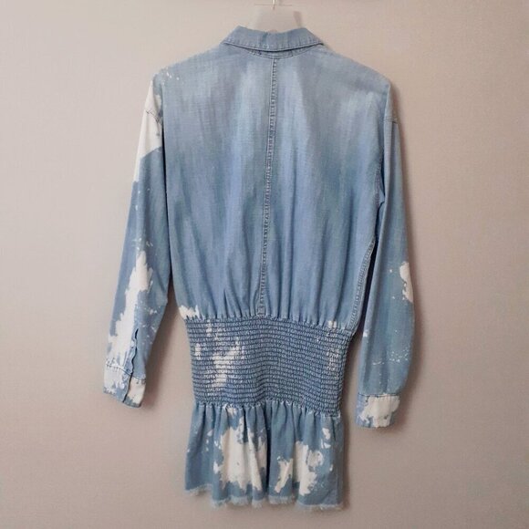 NWT SER.O.YA Monica bleached splashed denim mini dress with smocked waist, L - Picture 15 of 16